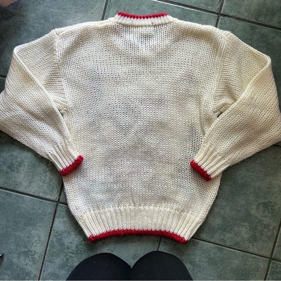 VTG 80s Retro Chunky Knit Christmas Teddy Bear Sweater - Picture 3 of 6